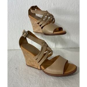 Kork-Ease Adelaide Tan Boho Leather Wedge Sandal Women's Size 9 NWOT